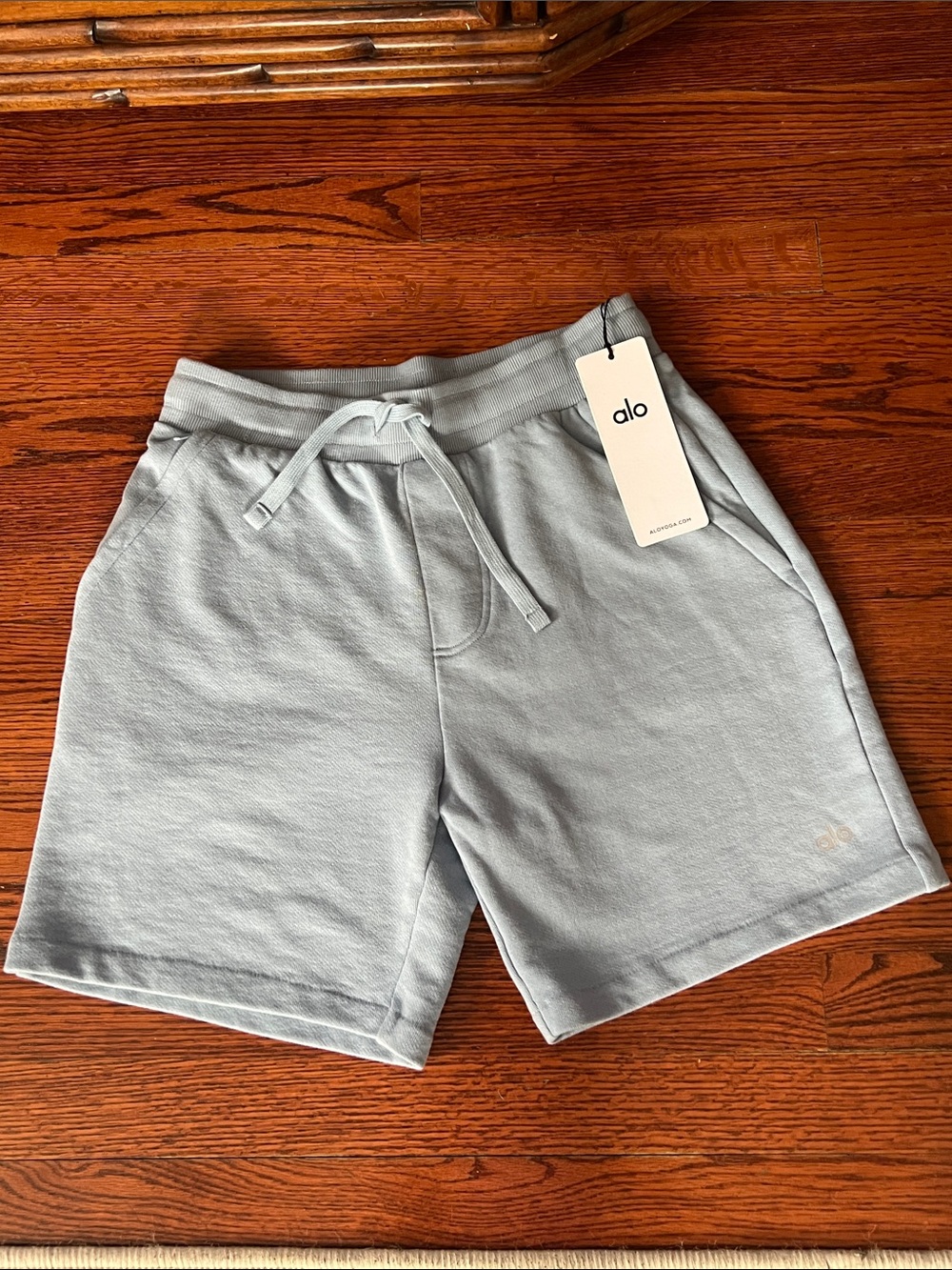 ALO Yoga Light Blue Cozy Drawstring Athletic Shorts